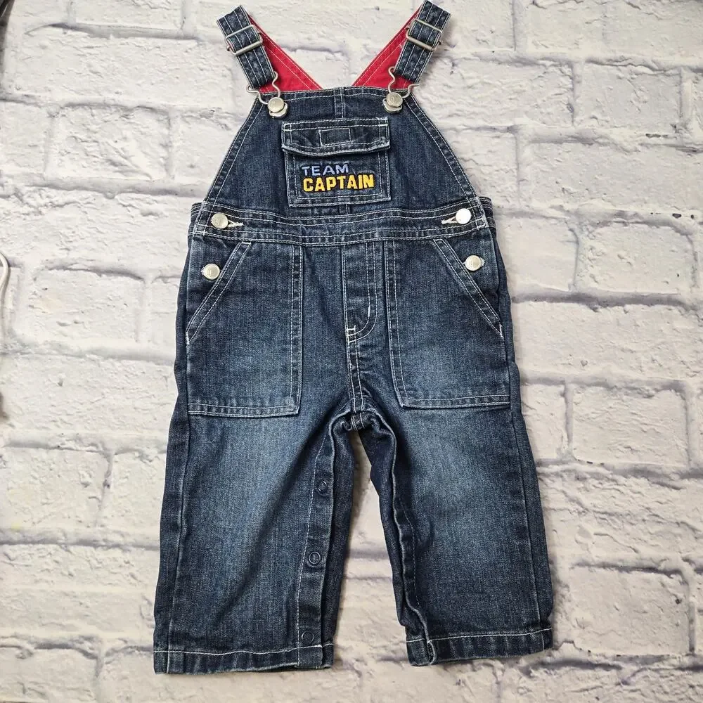 Gymboree Team Captain Denim Overalls size 3-6 months